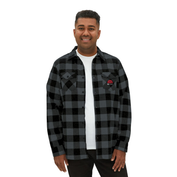 Gray and Black checked flannel with the BEGLASS logo