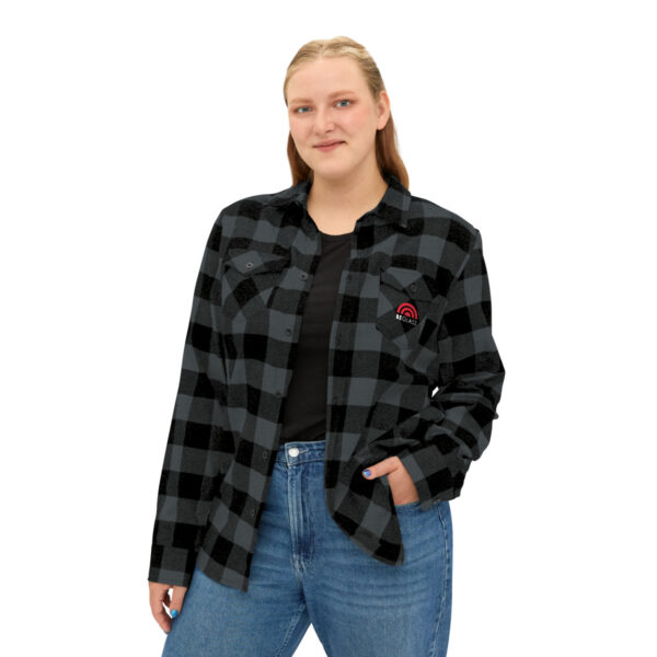 Gray and Black checked flannel with the BEGLASS logo