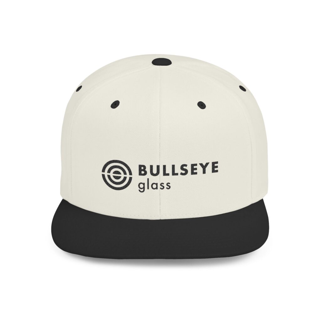 Bullseye Glass Embroidered Logo Flat Bill Snapback Hat