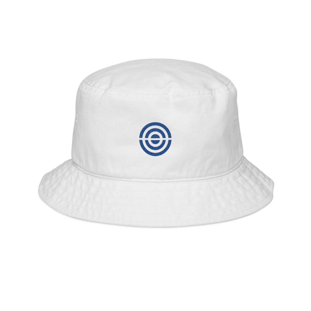 Bullseye Glass Embroidered Icon Bucket Hat in White