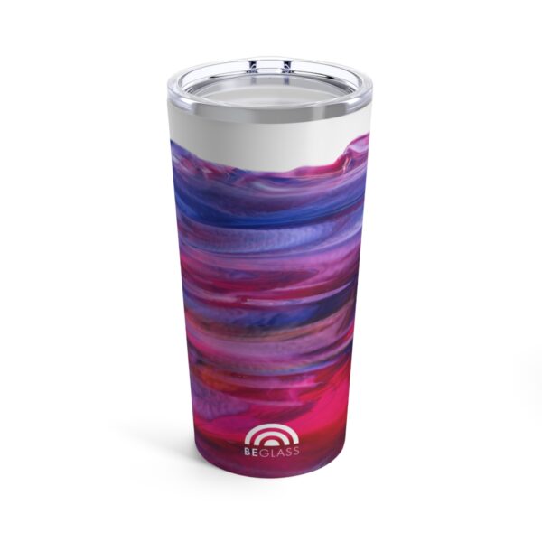 Purple and Fuchsia streaky glass tumbler with lid