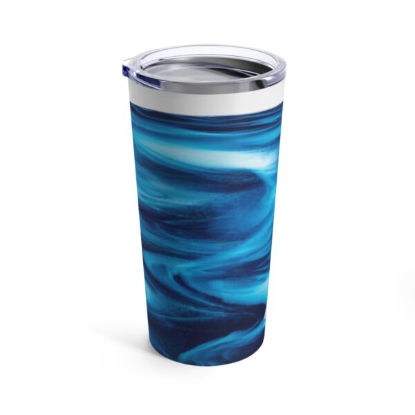 Blue and White streaky glass tumbler with lid