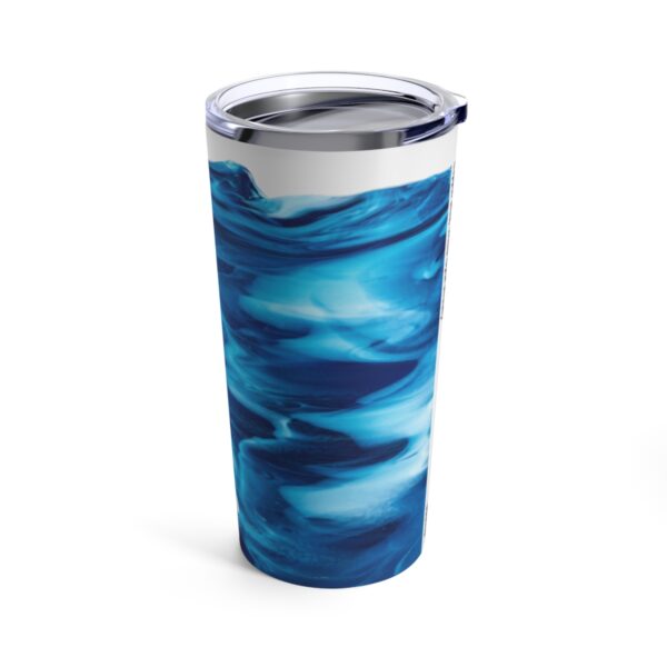 Blue and White streaky glass tumbler with lid