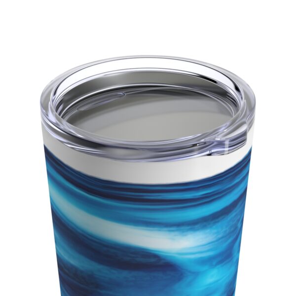 Blue and White streaky glass tumbler with lid