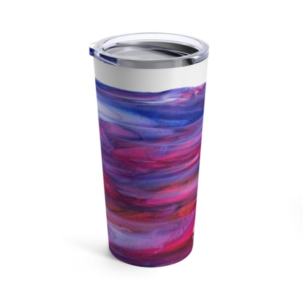 Purple and Fuchsia streaky glass tumbler with lid