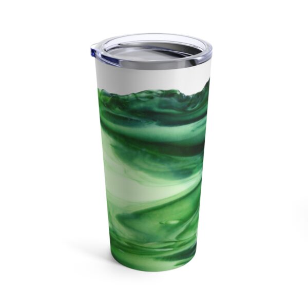 Green and White streaky glass tumbler with lid