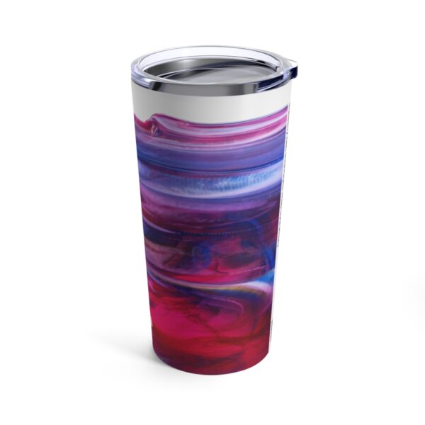 Purple and Fuchsia streaky glass tumbler with lid