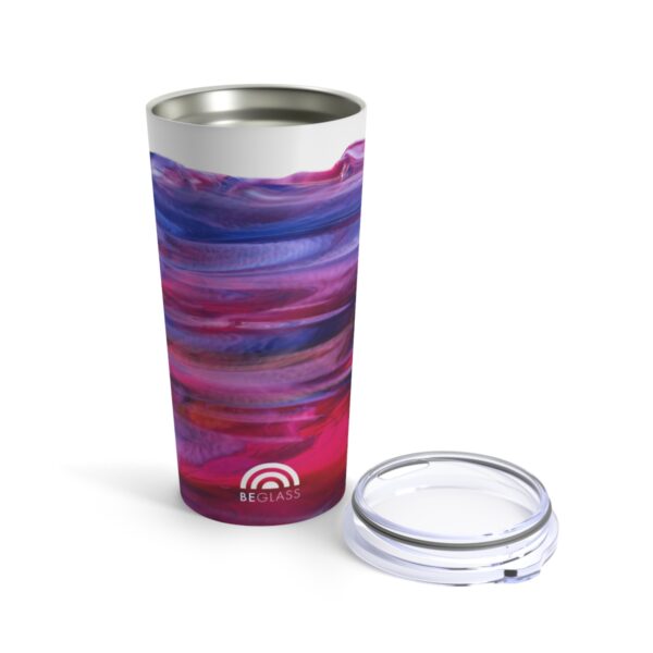 Purple and Fuchsia streaky glass tumbler with lid