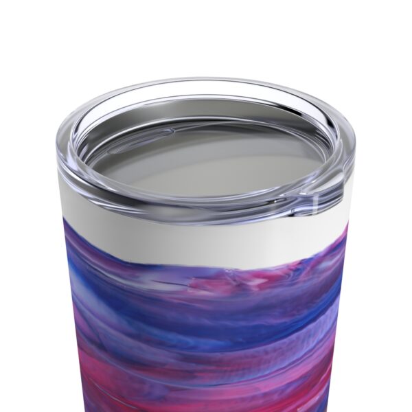 Purple and Fuchsia streaky glass tumbler with lid