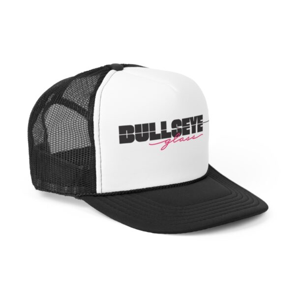 90s era Bullseye logo on a black trucker hat